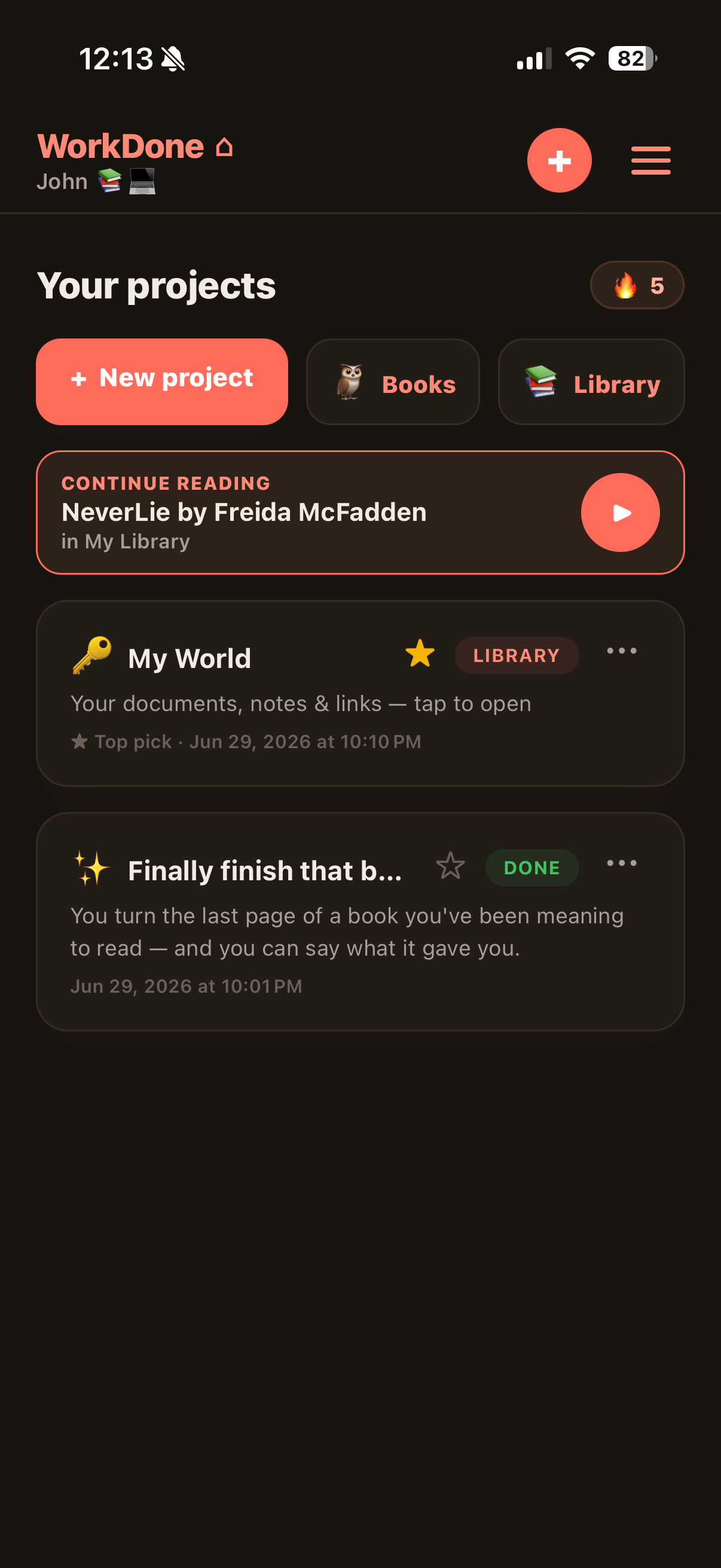 Your projects and library on ReadLoft